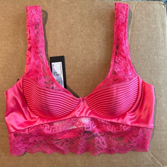NWT Versace Runway Bralette Bustier Satin Lace Pink Size 2B/ 34B/ S - Picture 5 of 9